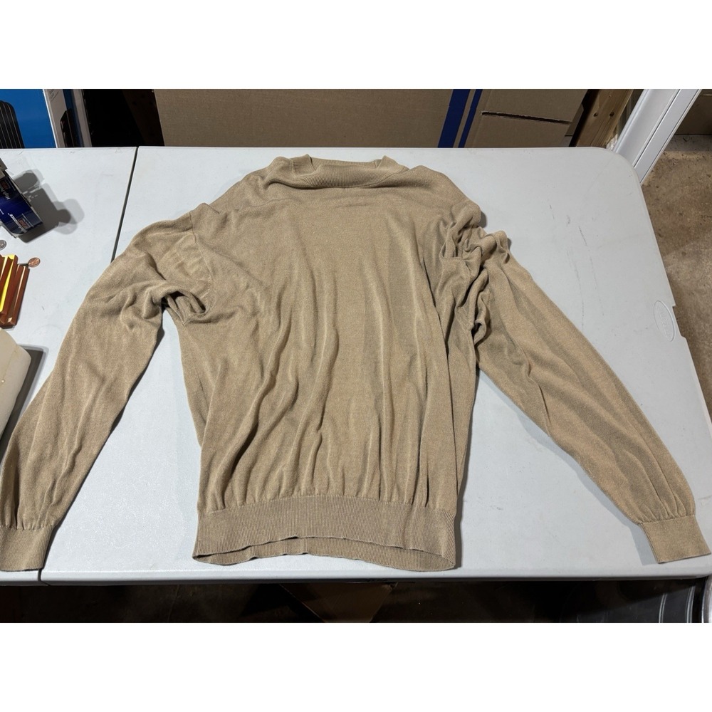 Pronto Uomo Firenze Sweater Mens Extra Large Tan Casual Italy‎ Silk/cotton